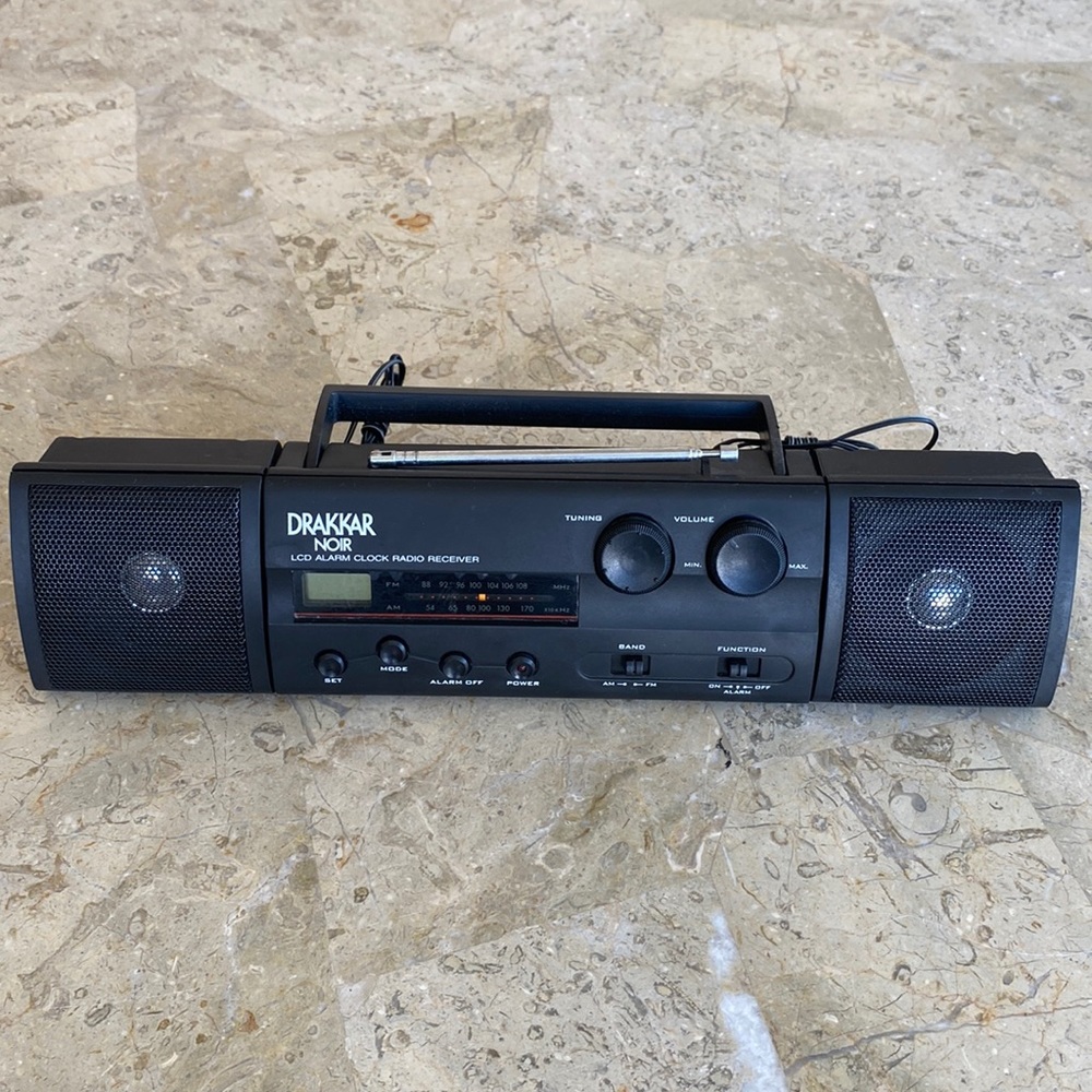 Vintage Drakkar Noir Cologne Alarm Clock Radio Receiver AM / FM 1980'S RARE